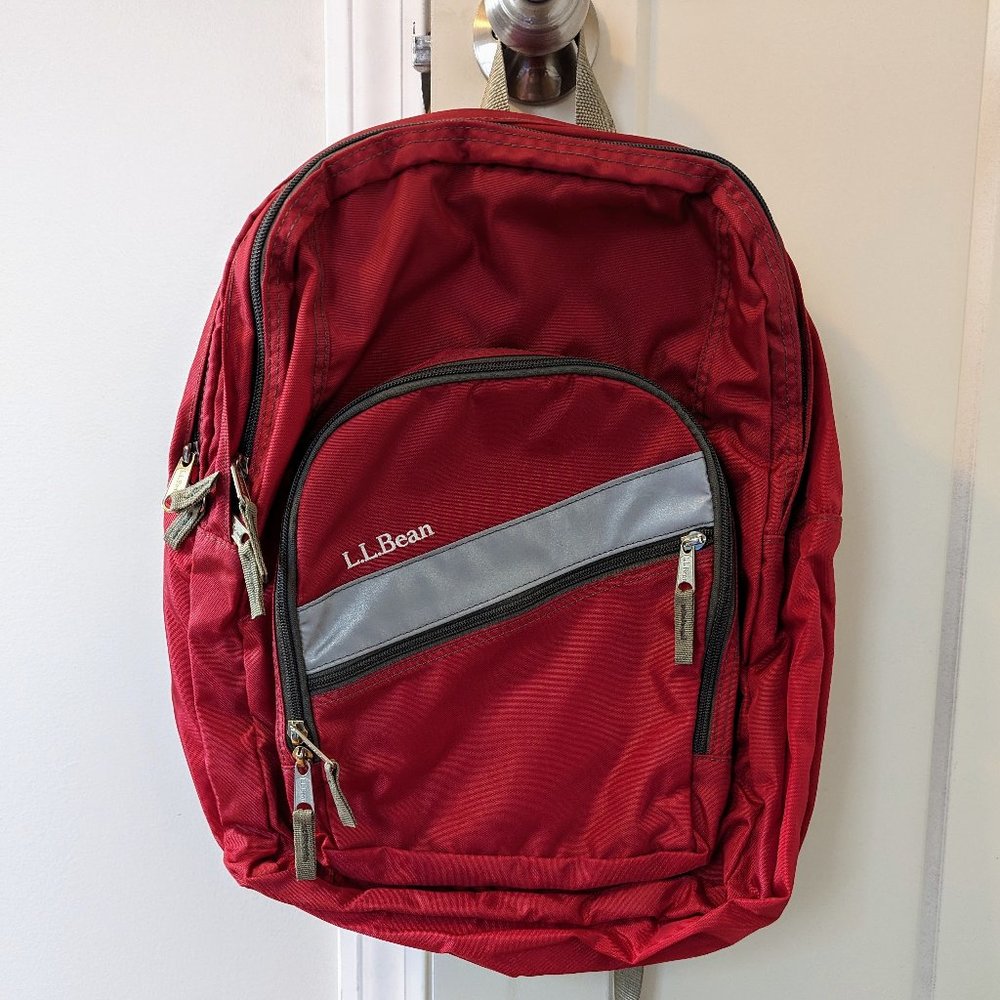 NWOT LL Bean red deluxe book bag backpack